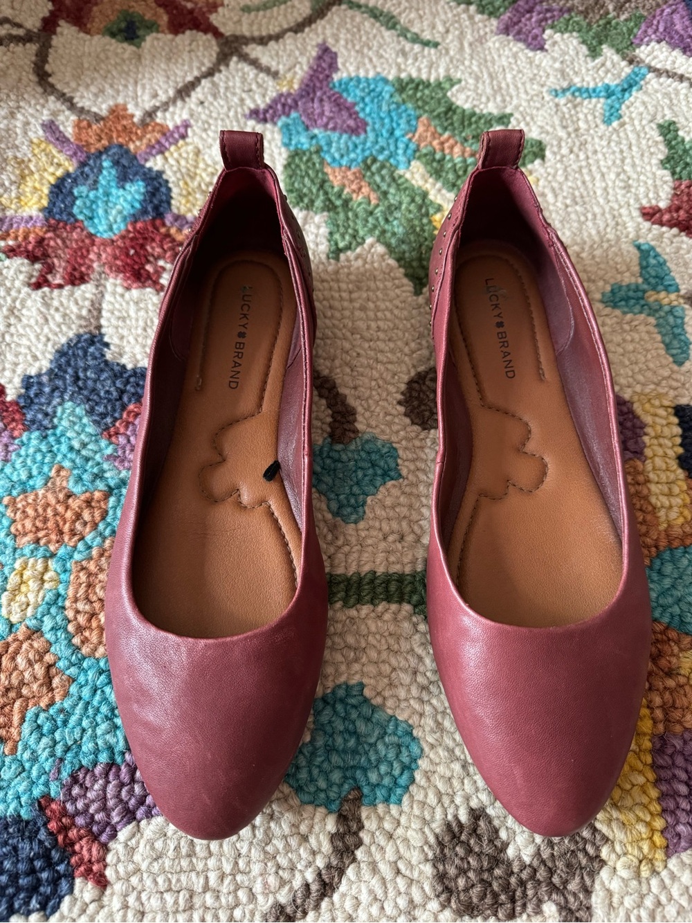 Lucky Brand Red Cayna Studded Ballet Flats Size 8 Like New